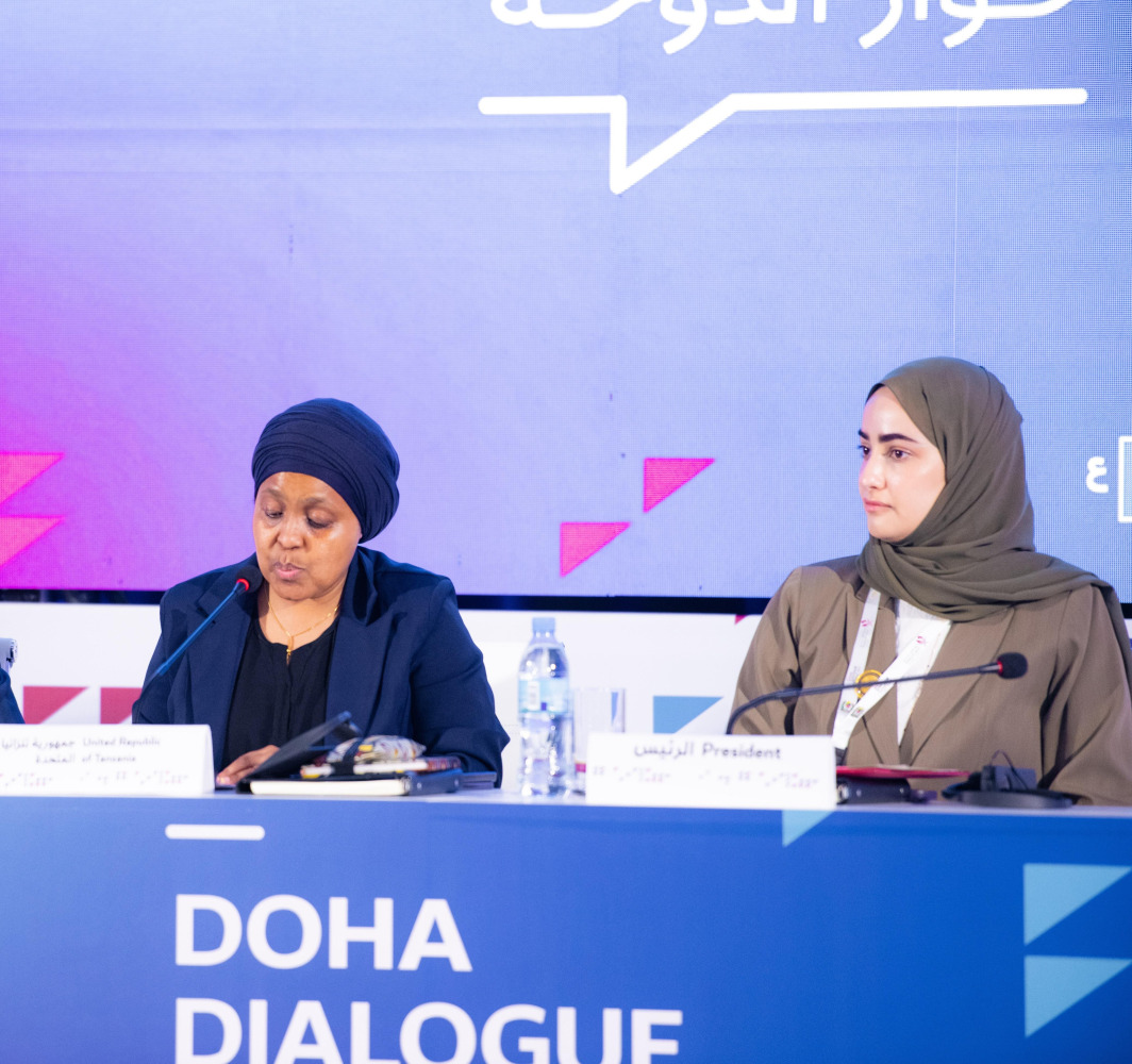 MoL Undersecretary H E Sheikha Najwa bint Abdulrahman Al Thani (right) and Tanzania's Deputy Permanent Secretary for Labour, Employment and Relations at Prime Minister’s Office, Zuhura Yunus during the event. 