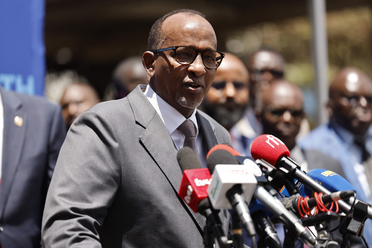 Kenyan Cabinet Secretary of Health Aden Duale speaks at a press conference in Nairobi on October 6, 2026. Photo by SIMON MAINA / AFP