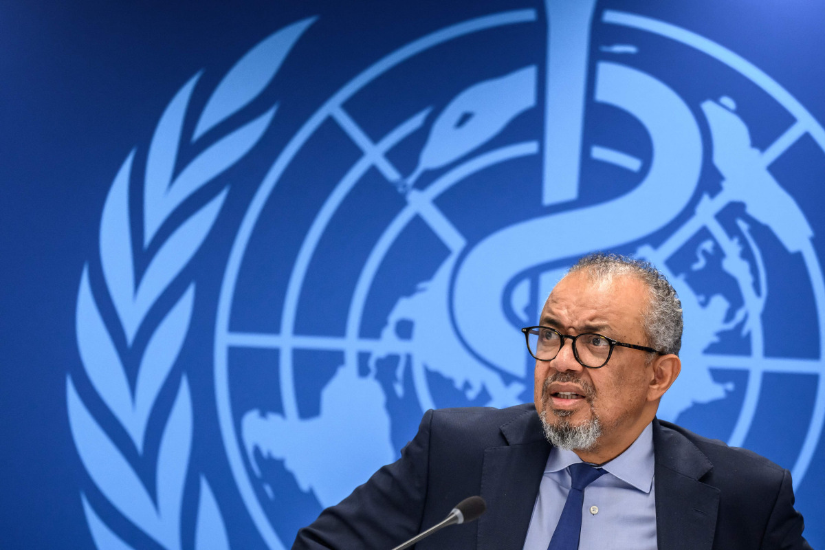 World Health Organization (WHO) Director-General Tedros Adhanom Ghebreyesus looks on during a press conference on global health issues, in Geneva, on October 7, 2026. Photo by Fabrice COFFRINI / AFP
