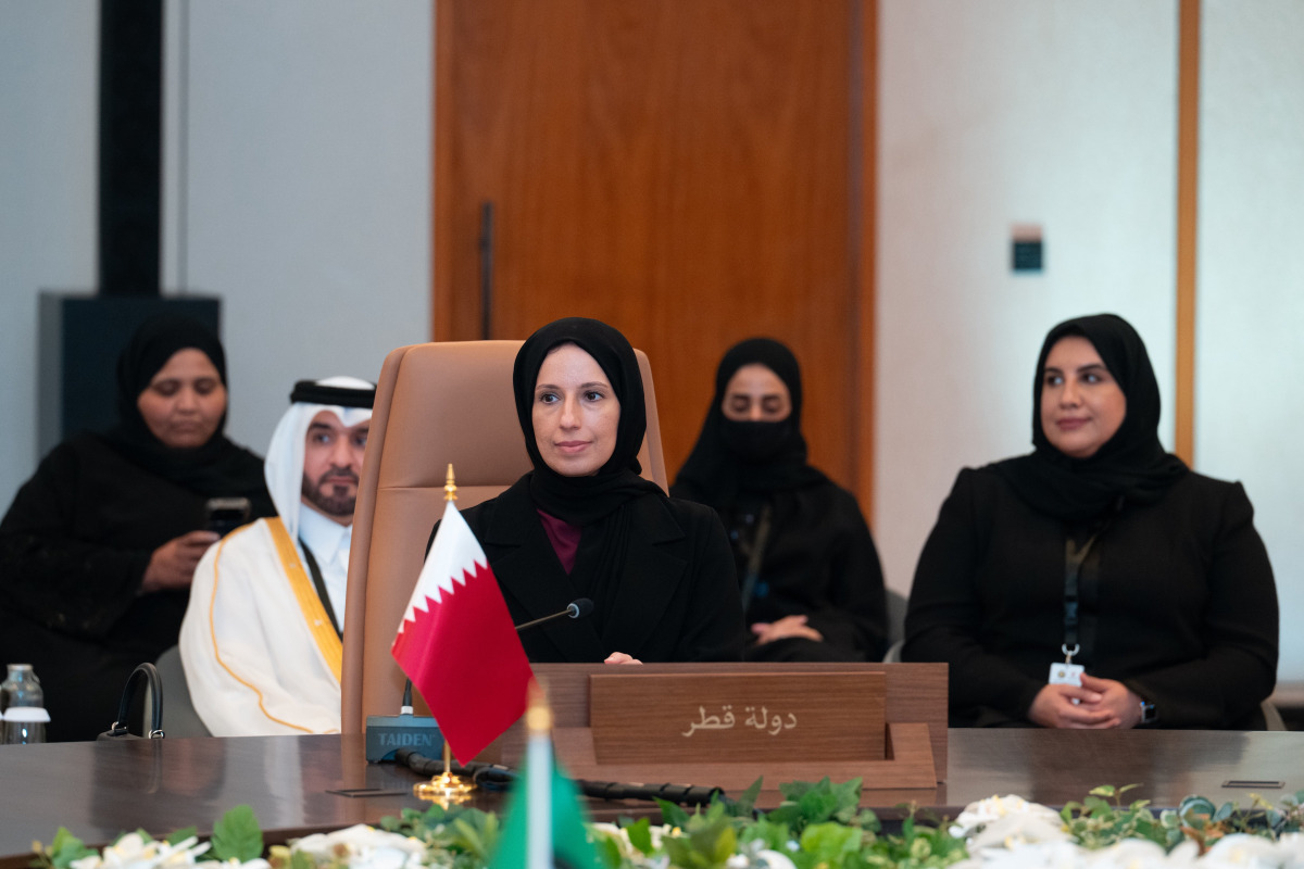 Minister of Social Development and Family H E Buthaina bint Ali Al Jabr Al Nuaimi at the meeting.