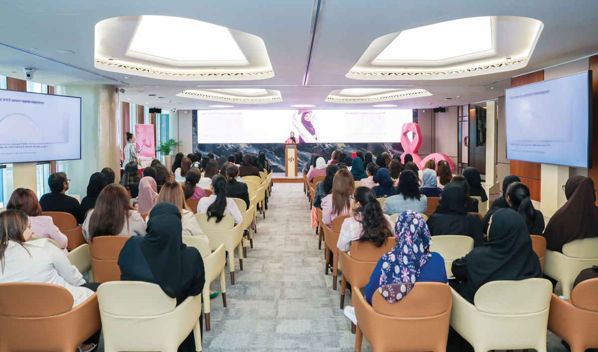 Attendees taking part in the Breast Cancer Awareness Month hosted by Commercial Bank.