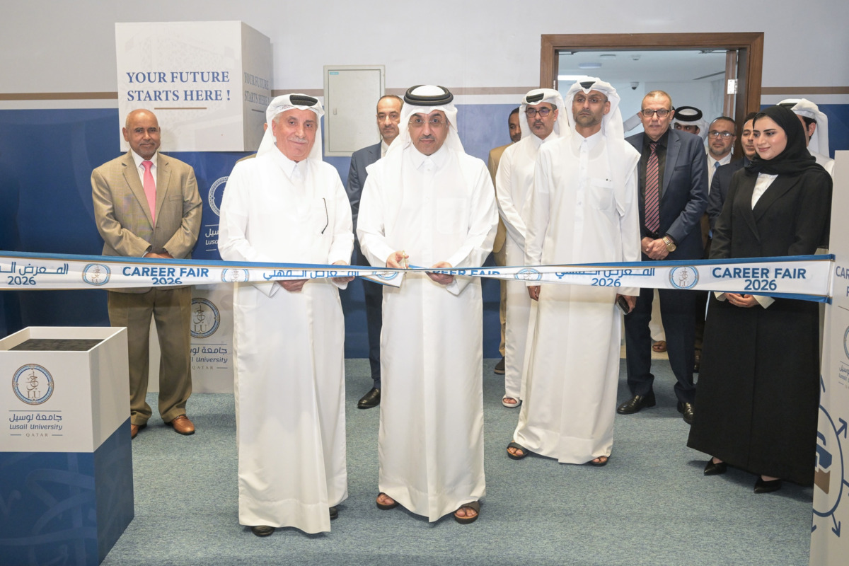 Minister of Labour H E Dr. Ali bin Smaikh Al Marri inaugurating the fair.