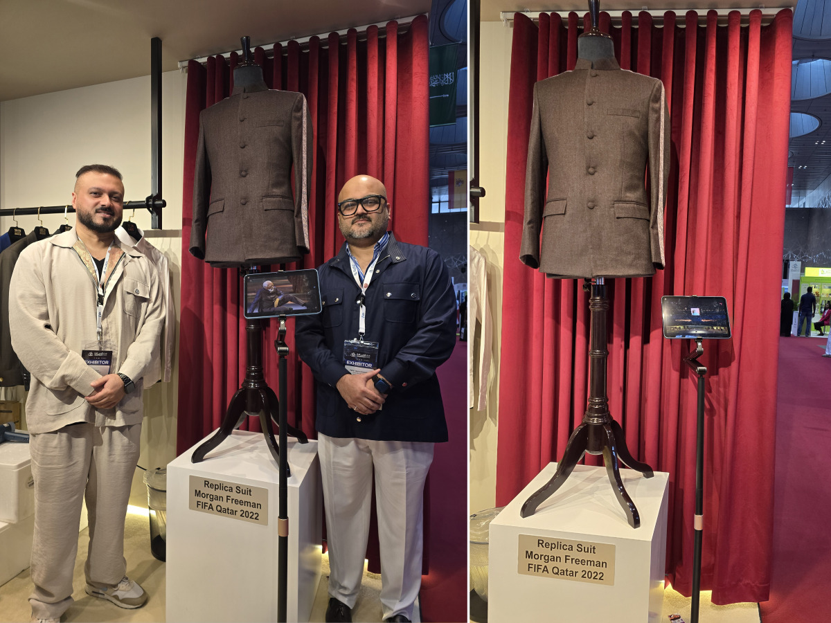A replica of the iconic Morgan Freeman’s suit for the FIFA World Cup Qatar 2022. Picture: Victor Bolorunduro / The Peninsula