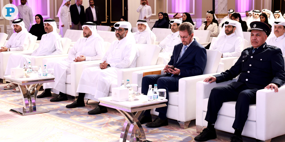 Minister of Public Health H E Mansour bin Ibrahim Al-Mahmoud; Secretary-General of the National Planning Council (NPC) and Chairman of the Permanent Population Committee, H E Dr. Abdulaziz bin Nasser bin Mubarak Al Khalifa; and the Representative of the United Nations Population Fund (UNFPA) to the Gulf Cooperation Council (GCC) countries, Jocelyn Fenard with other officials at the Qatar Population Day event, yesterday. Pic by Rajan Vadakkemuriyil/The Peninsula.