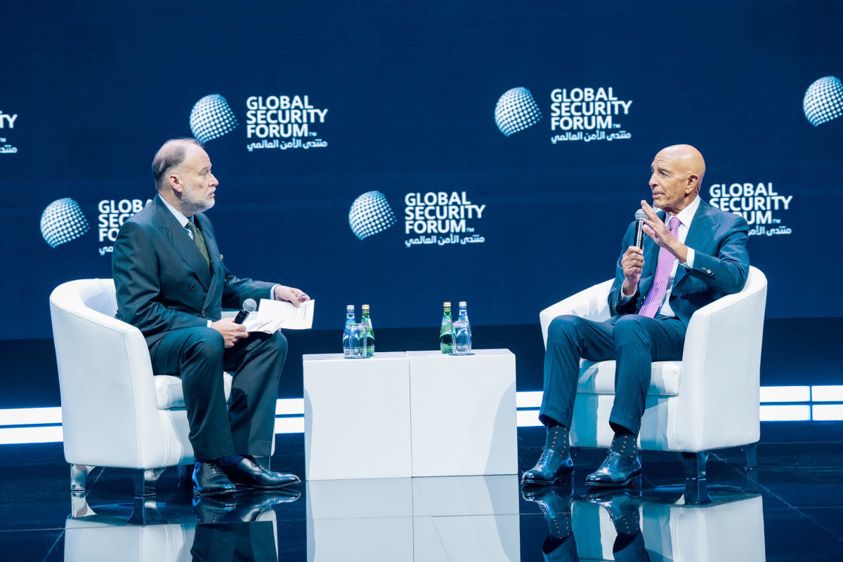 US Ambassador to Türkiye and Special Envoy for Syria and Iraq Thomas J Barrack (right) speaking during a panel discussion.