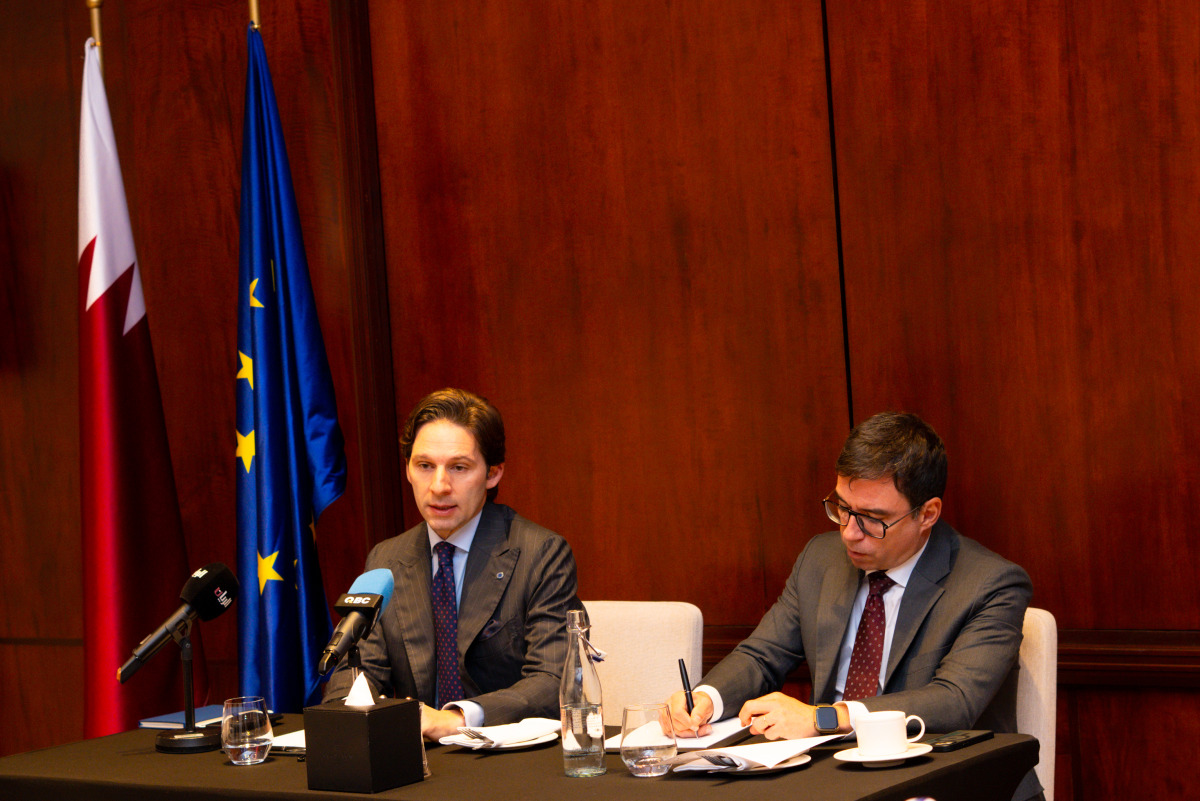 Ambassador of the European Union to the State of Qatar H E Antonino Maggiore speaking at the event.