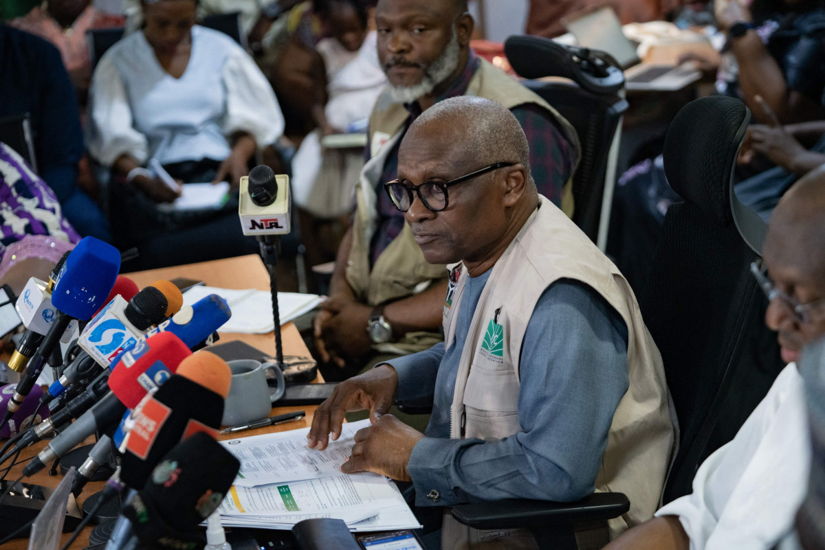 Dr Jide Idris general director of the Nigeria Centre for Disease Control and Prevention (NCDC), addresses a press briefing in Abuja, on October 25, 2026. (Photo by Taibat Ajiboye / AFP)