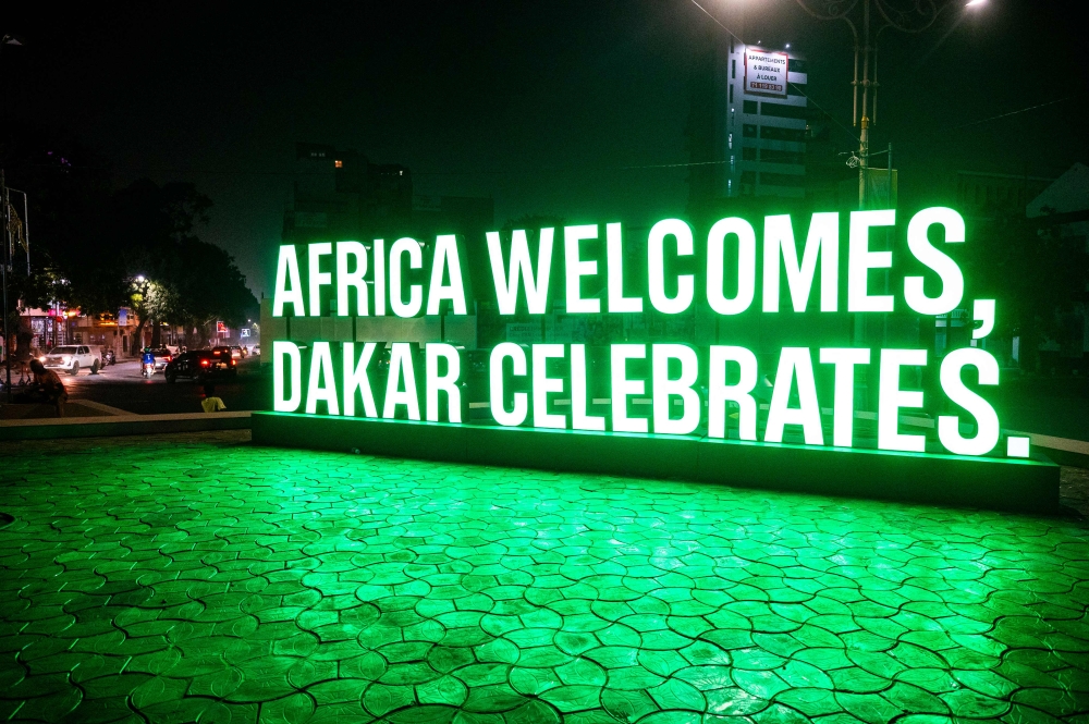 General views of an illuminated dispaly for the fourth Summer Youth Olympic Games on October 22, 2026. (Photo by Seyllou / AFP)