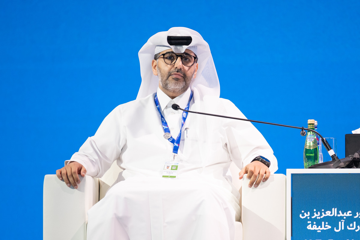 NPC Secretary-General H E Dr. Abdulaziz bin Nasser bin Mubarak Al-Khalifa during a panel discussion at WIF. 
