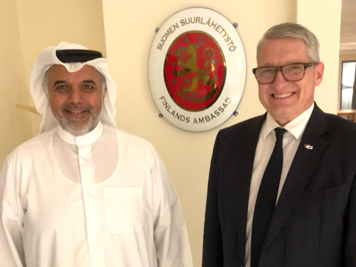 Ambassador of Finland to the State of Qatar H E Juha Mustonen with Fahad bin Mohammed Al-Attiyah
