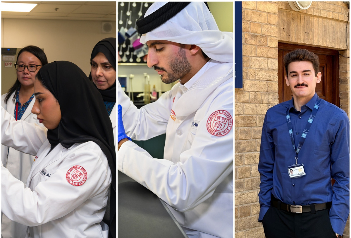 FROM LEFT: WCM-Q students Dhabya Al-Naimi, Abdulla Al-Mutawa and Luai Hommos