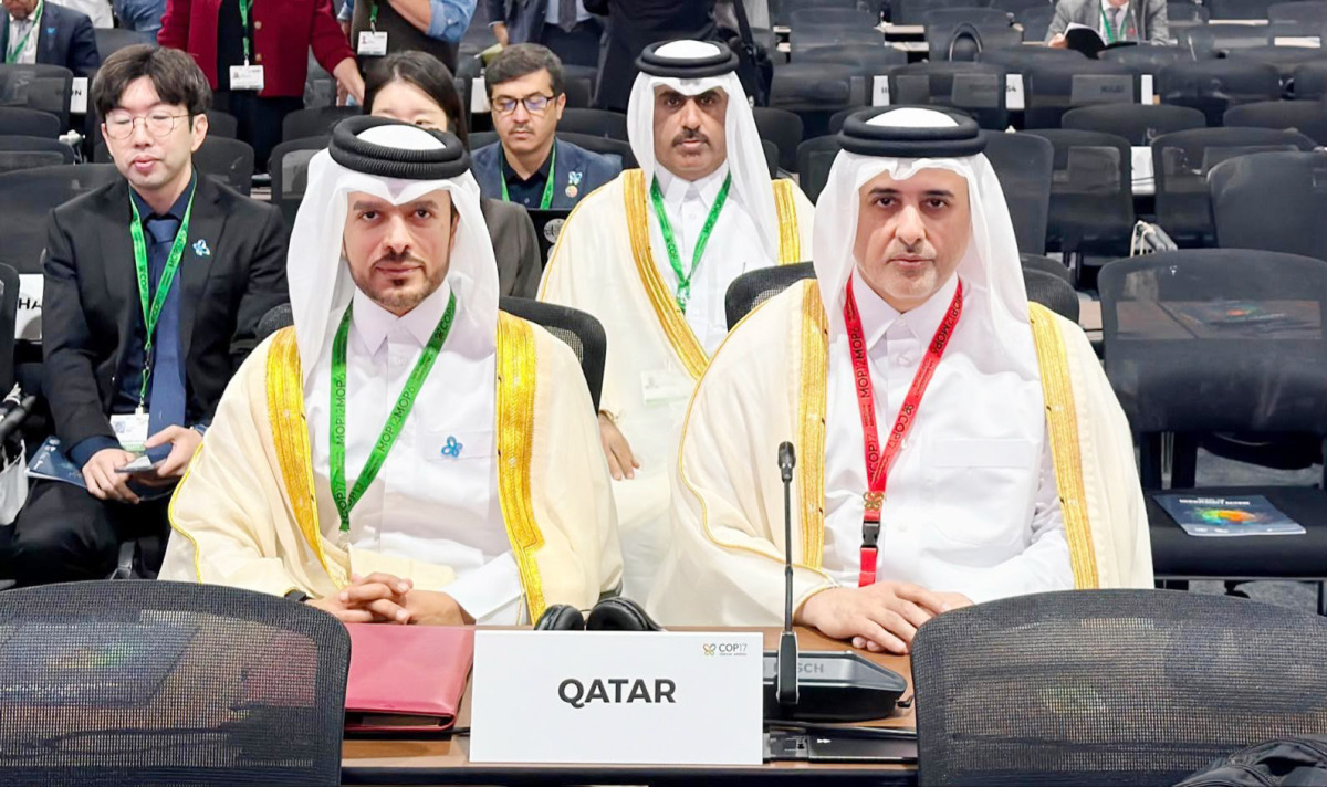 Minister of Environment and Climate Change H E Dr. Abdullah bin Abdulaziz bin Turki Al Subaie with other officials during the event.